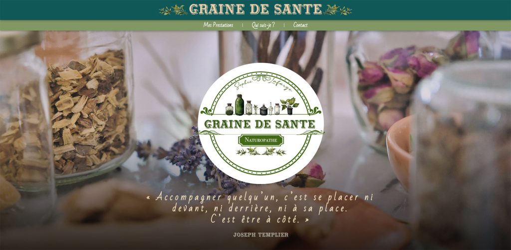 Aperçu du site internet Graine de Santé – création site vitrine naturopathe (version ordinateur)